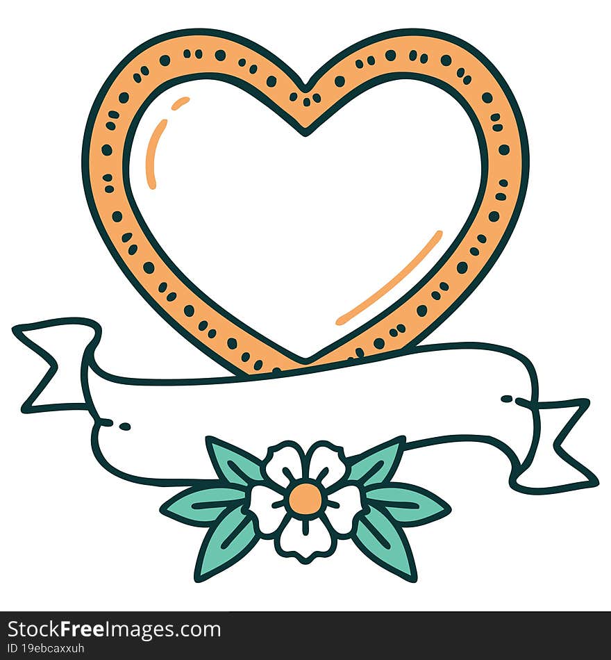 Tattoo Style Icon Of A Heart And Banner