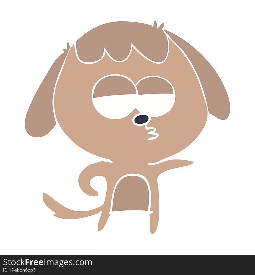 flat color style cartoon bored dog