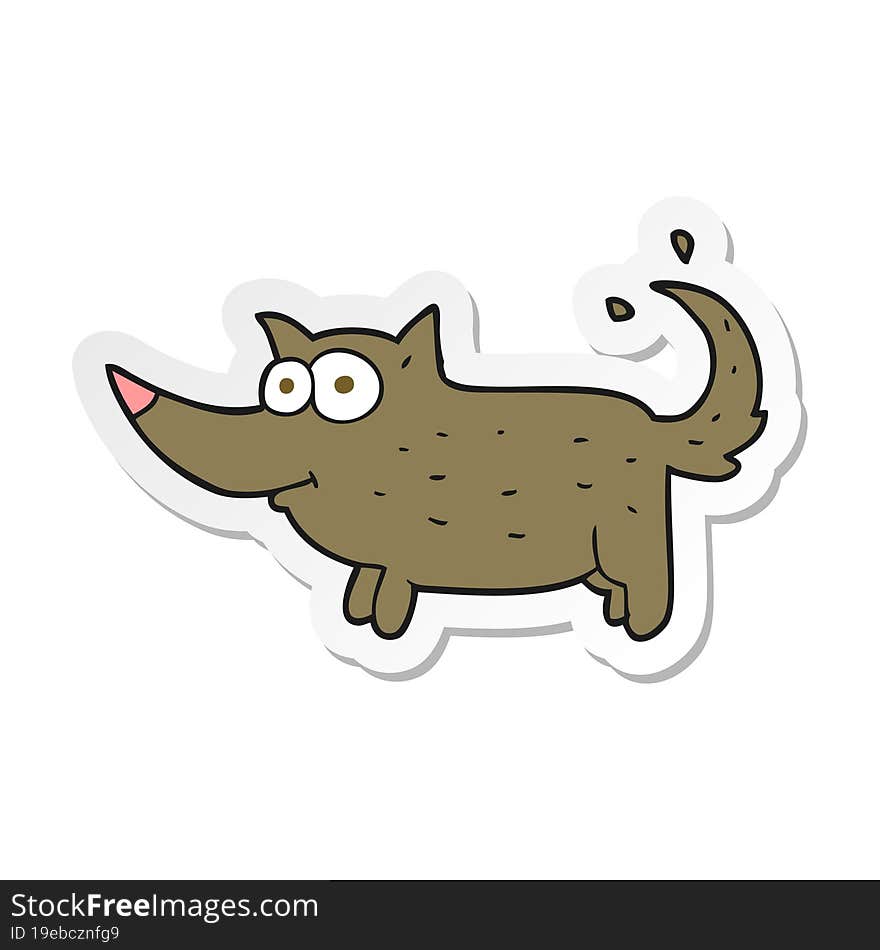 Sticker Of A Cartoon Dog Wagging Tail