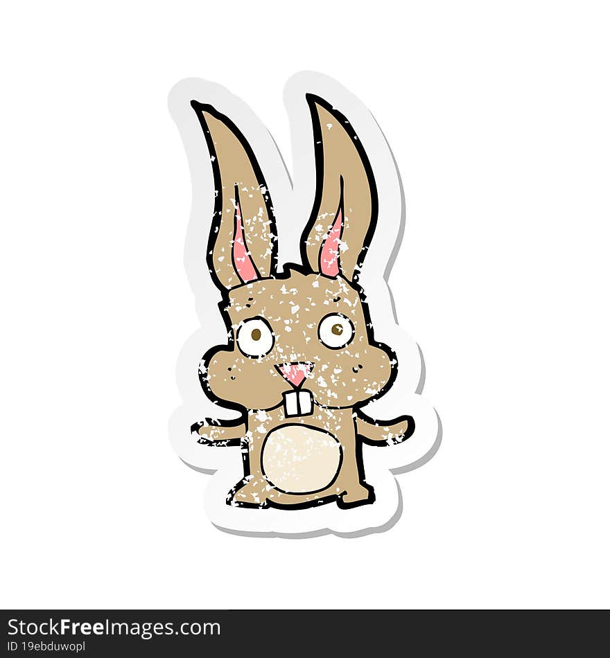 retro distressed sticker of a cartoon rabbit