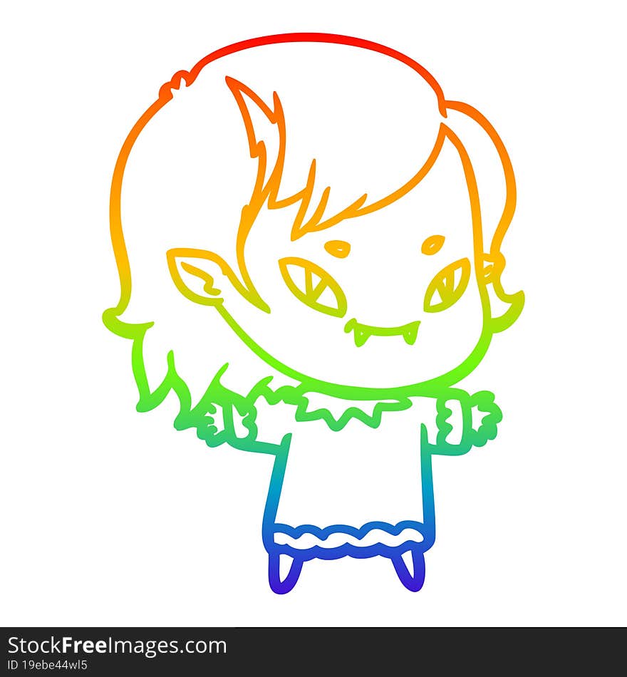 rainbow gradient line drawing cartoon friendly vampire girl