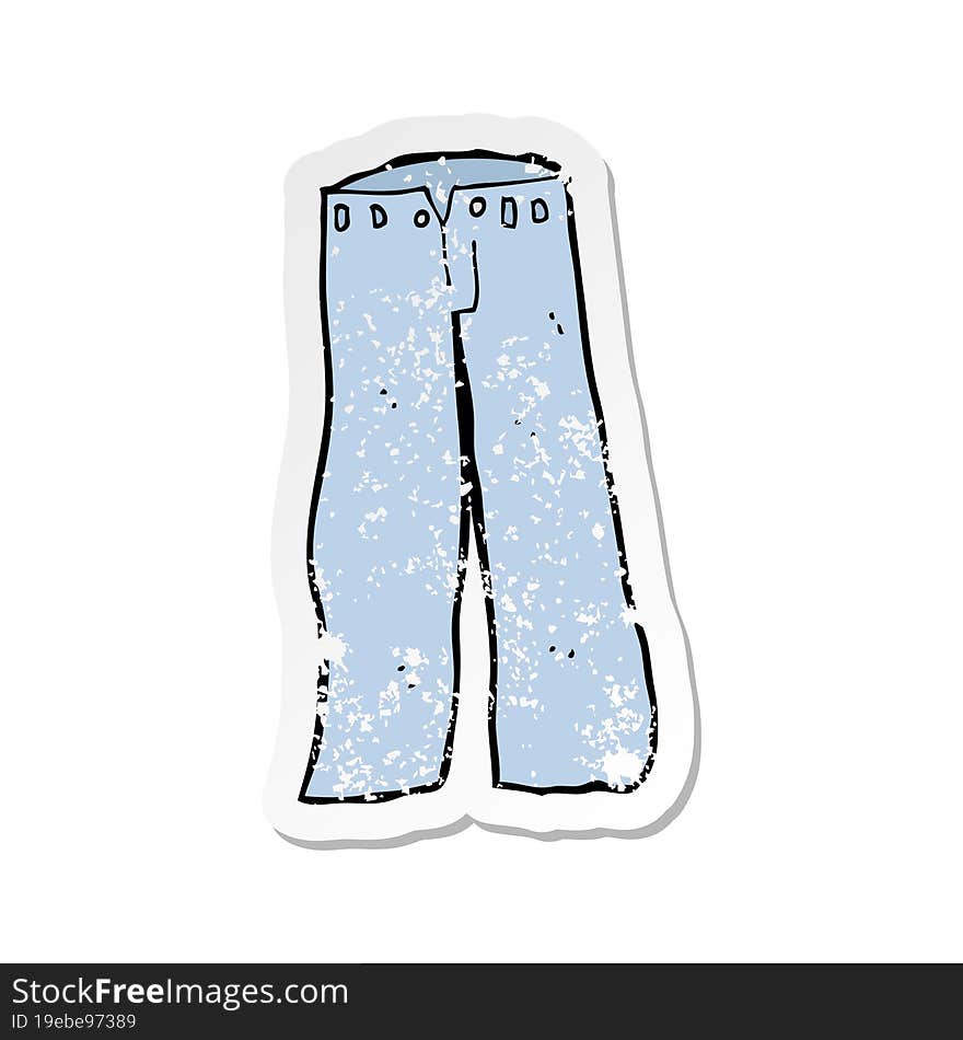 retro distressed sticker of a cartoon jeans