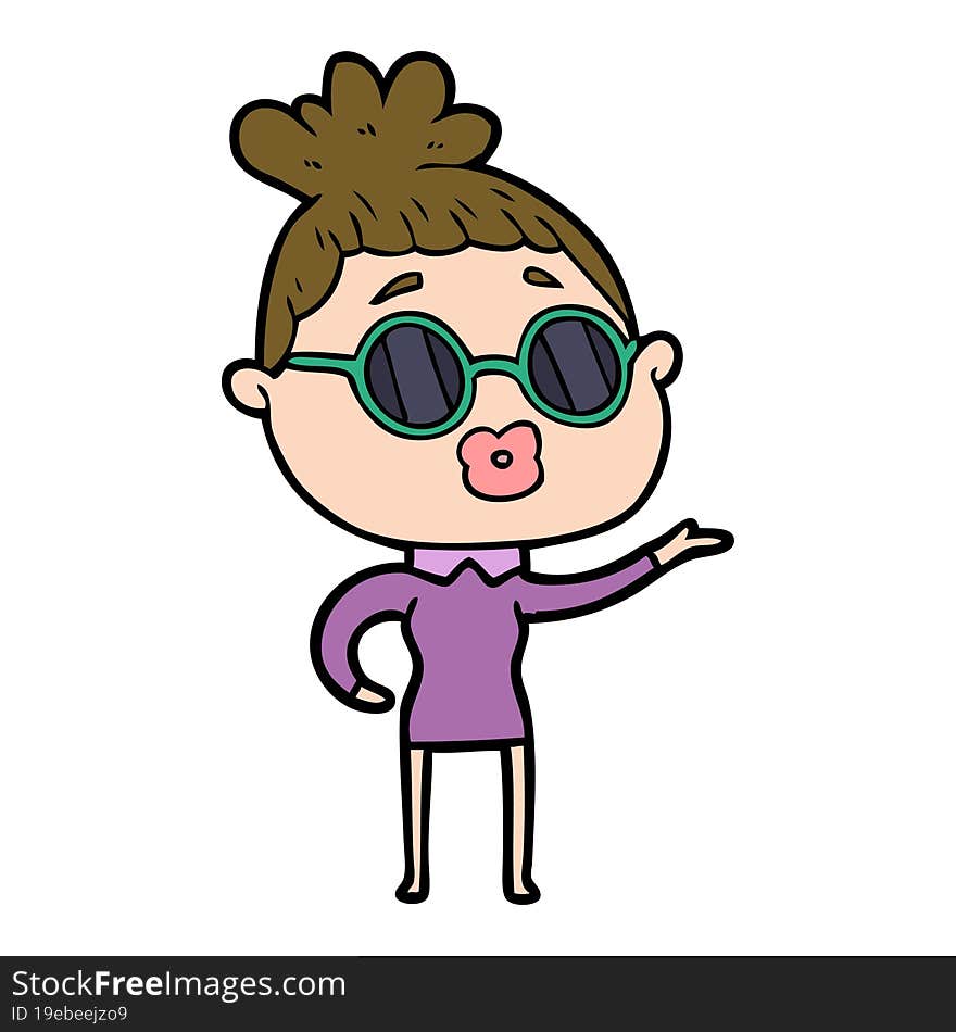 cartoon woman wearing sunglasses. cartoon woman wearing sunglasses