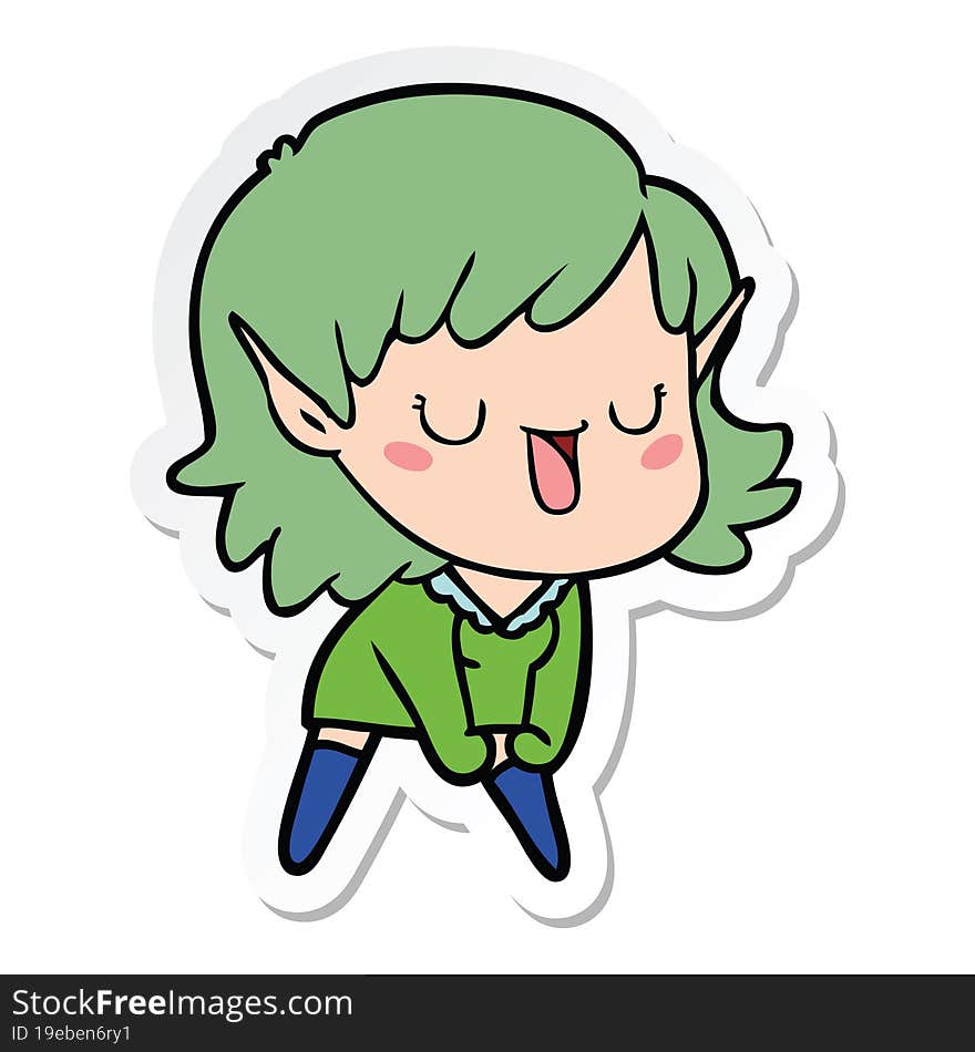 sticker of a cartoon elf girl