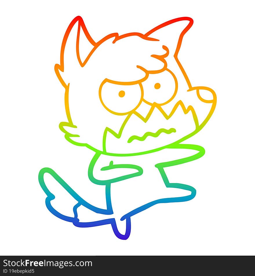 rainbow gradient line drawing cartoon annoyed fox