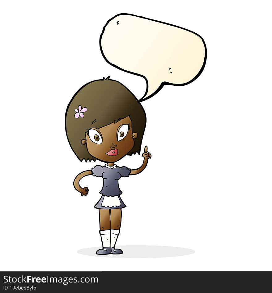 cartoon pretty maid with speech bubble