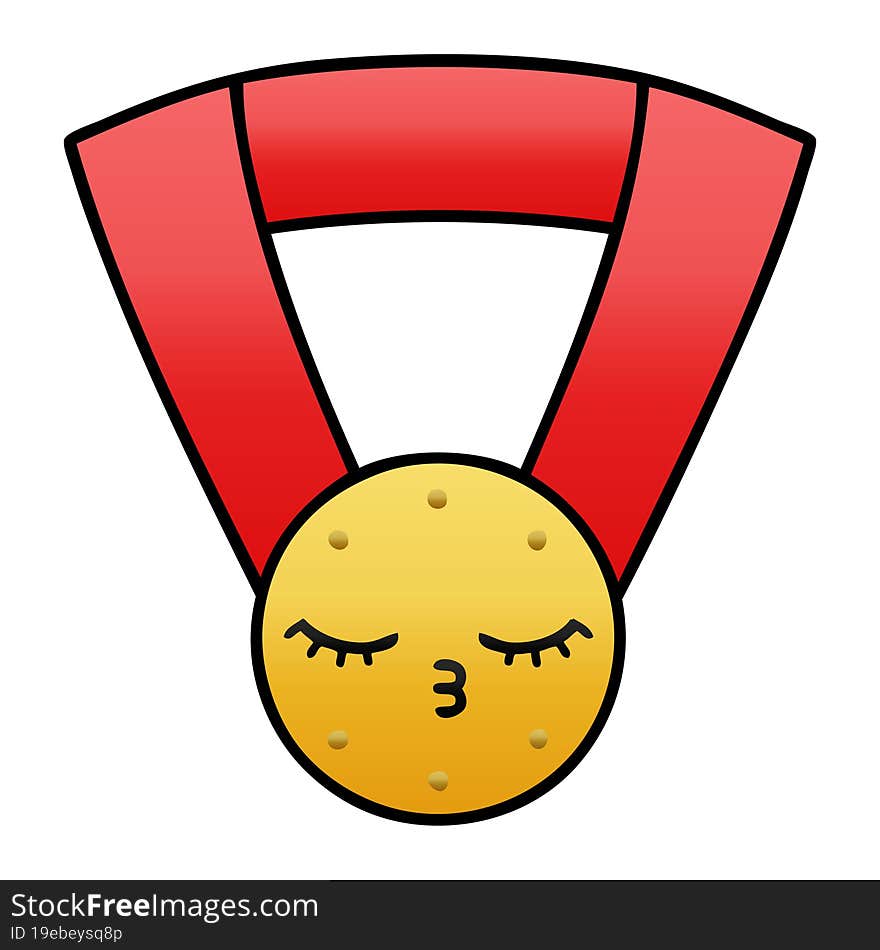 gradient shaded cartoon gold medal