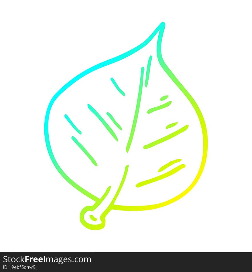 cold gradient line drawing cartoon leaf