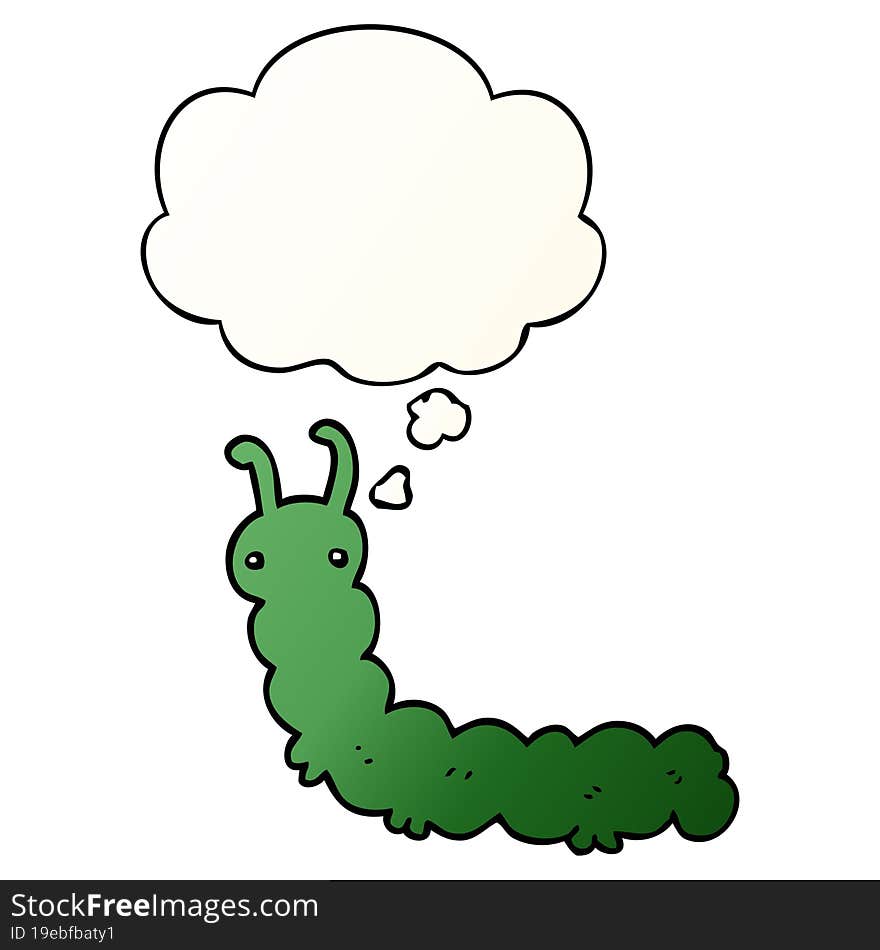 cartoon caterpillar and thought bubble in smooth gradient style