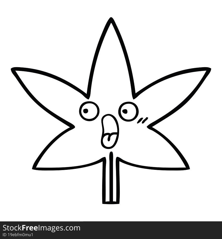 line drawing cartoon marijuana leaf