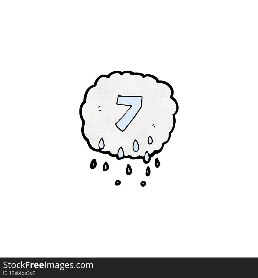 cartoon rain cloud with number seven