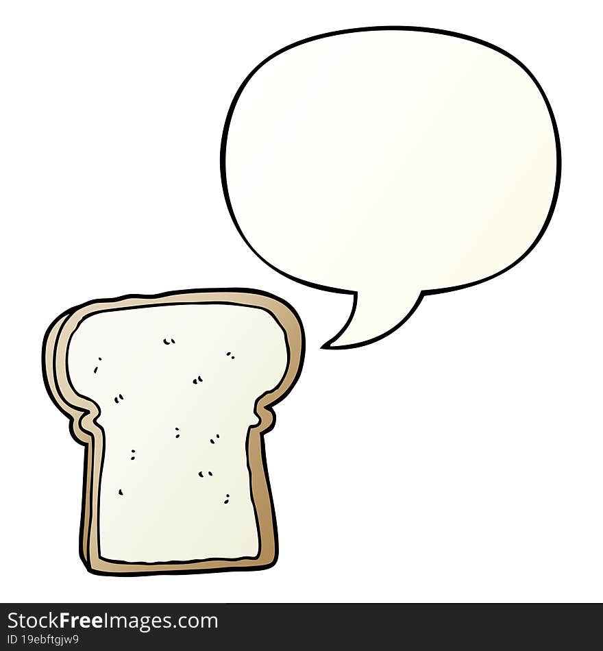 cartoon slice of bread and speech bubble in smooth gradient style