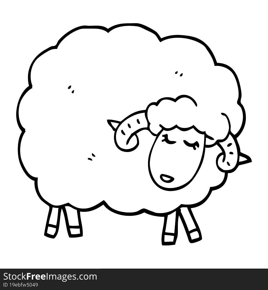 line drawing cartoon sheep with horns