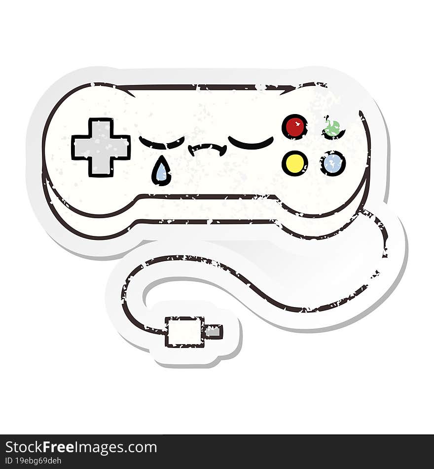 distressed sticker of a cute cartoon game controller