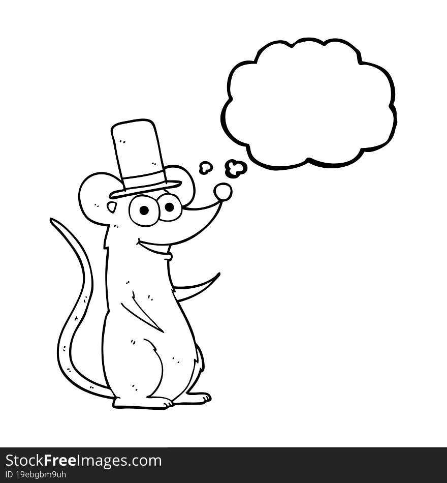 thought bubble cartoon mouse in top hat