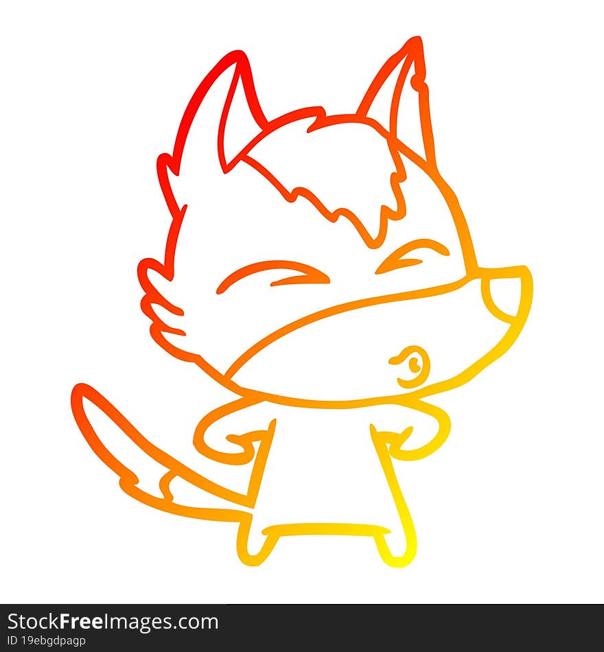 warm gradient line drawing cartoon wolf whistling