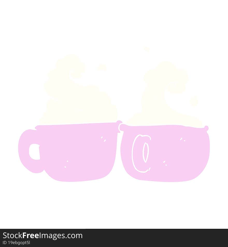 flat color illustration of coffee cups. flat color illustration of coffee cups