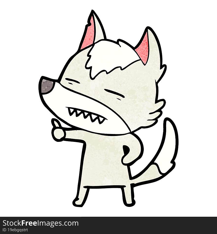 cartoon wolf showing teeth. cartoon wolf showing teeth