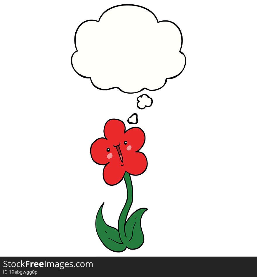 Cartoon Flower And Thought Bubble