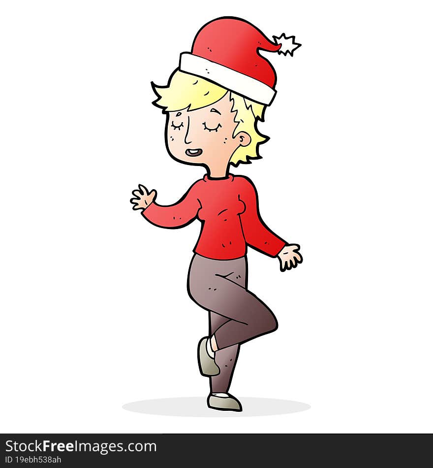 cartoon woman getting ready for christmas