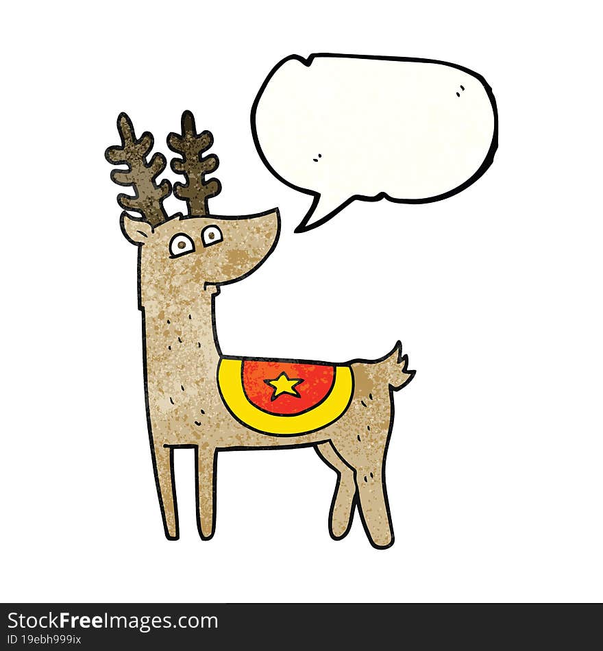 speech bubble textured cartoon reindeer