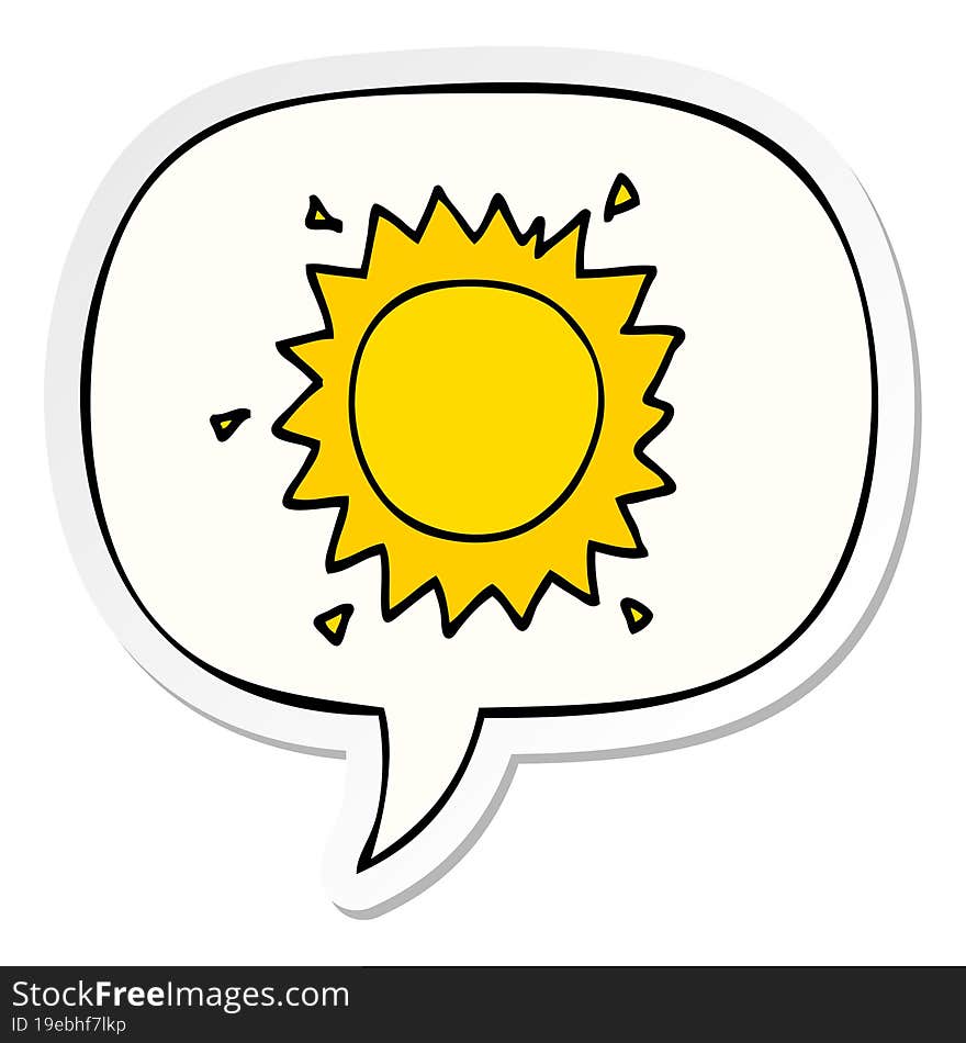 Cartoon Sun And Speech Bubble Sticker