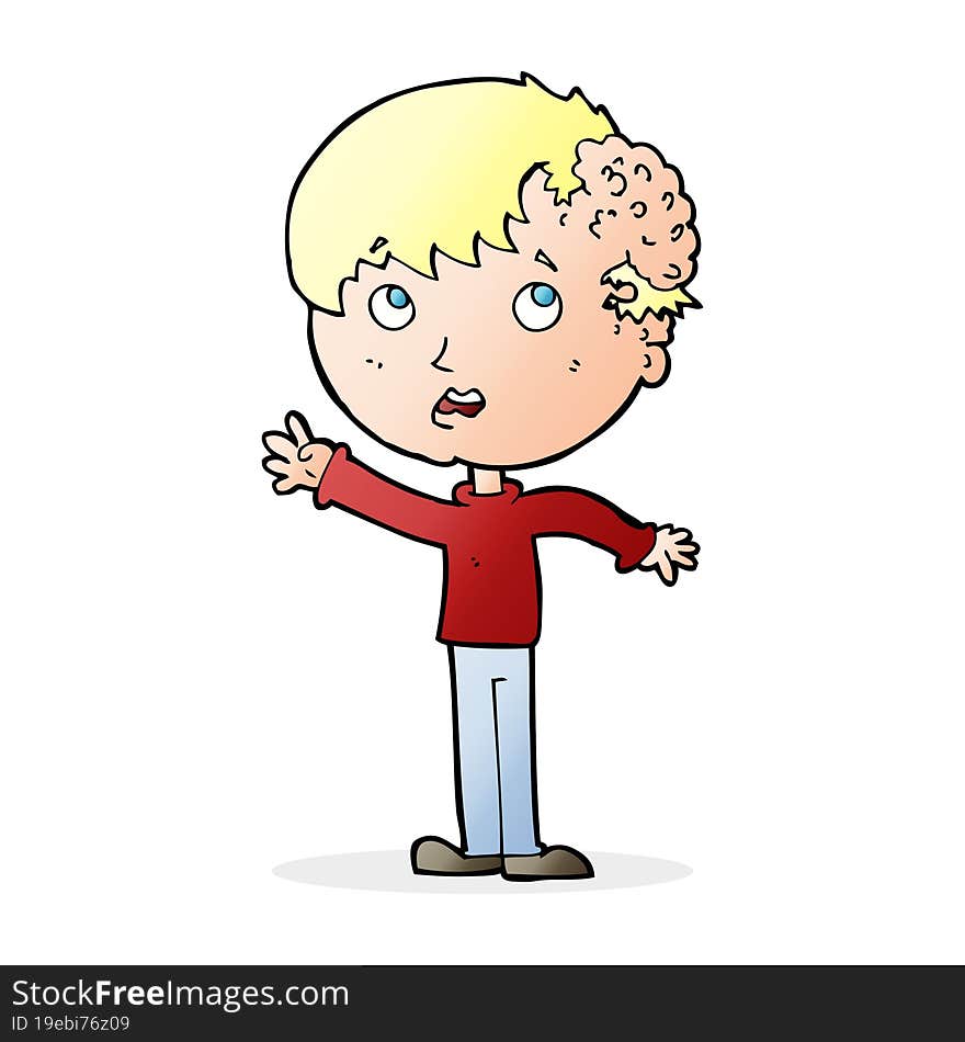 cartoon boy with growth on head