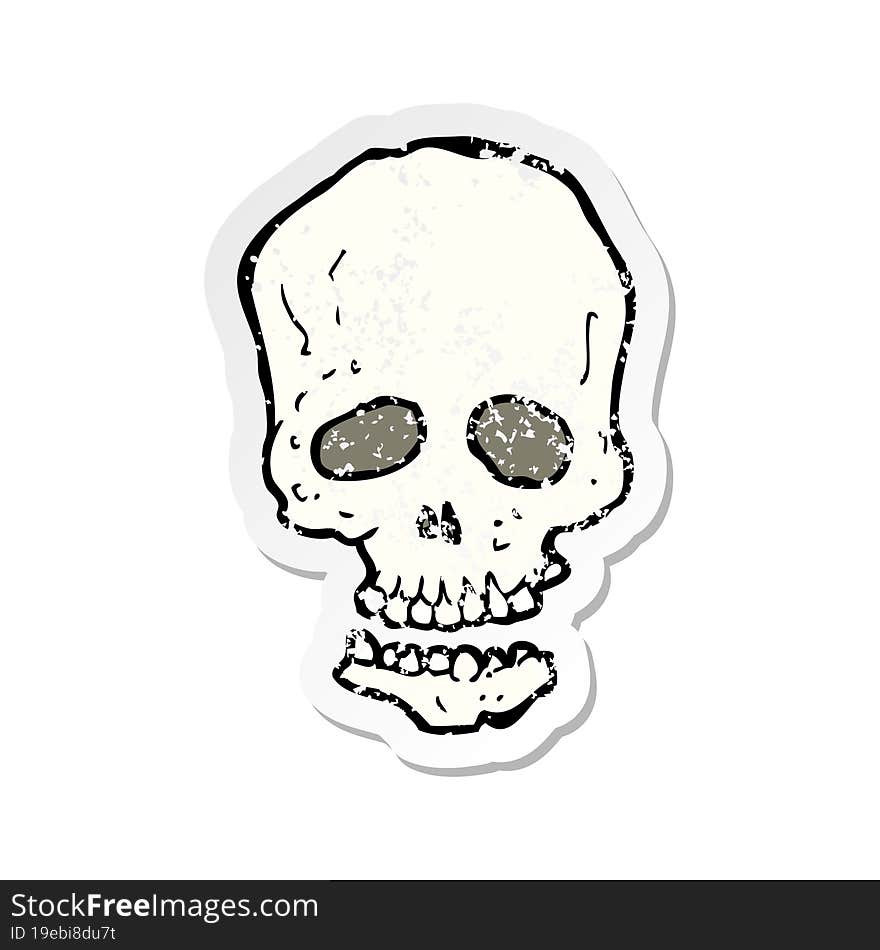 retro distressed sticker of a cartoon skull