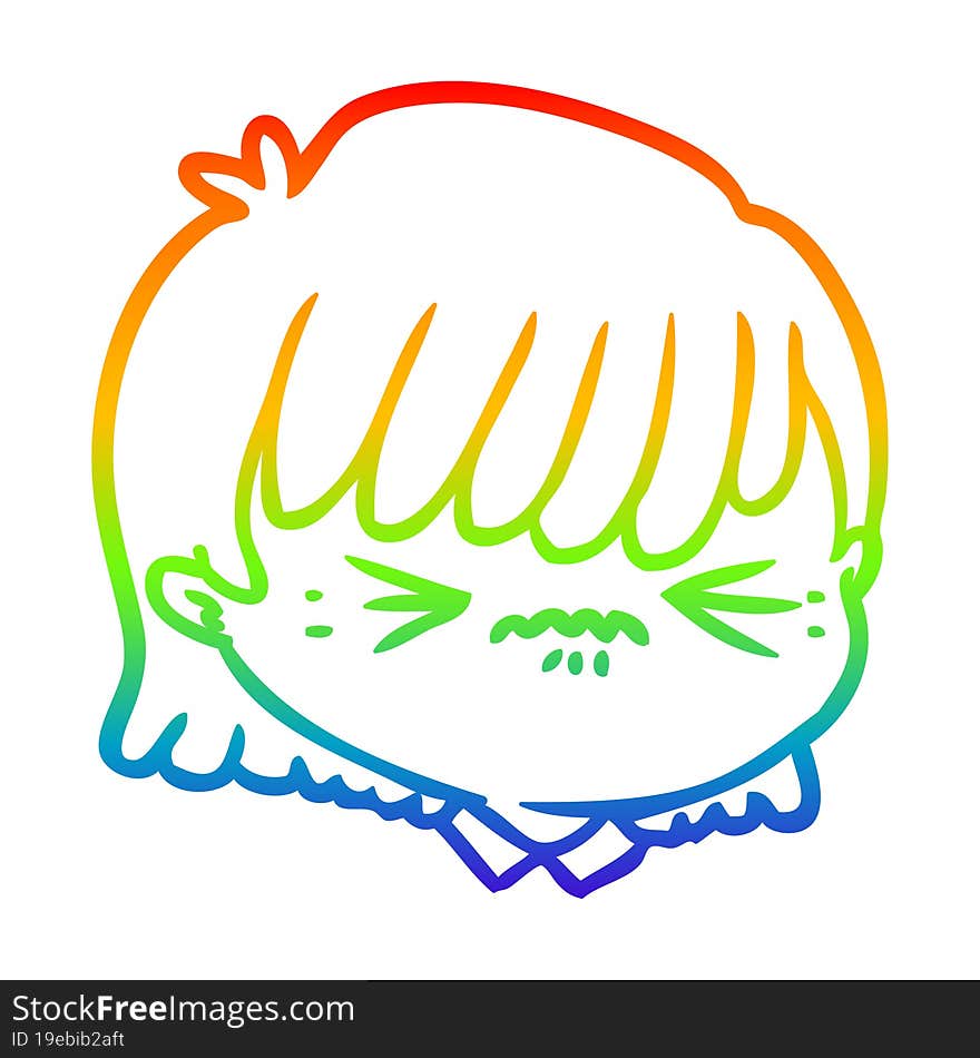 rainbow gradient line drawing cartoon female face