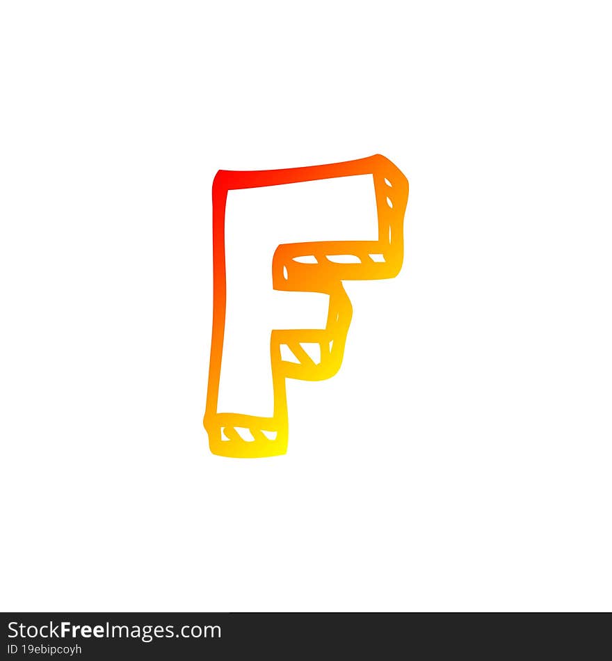 warm gradient line drawing of a cartoon letter f