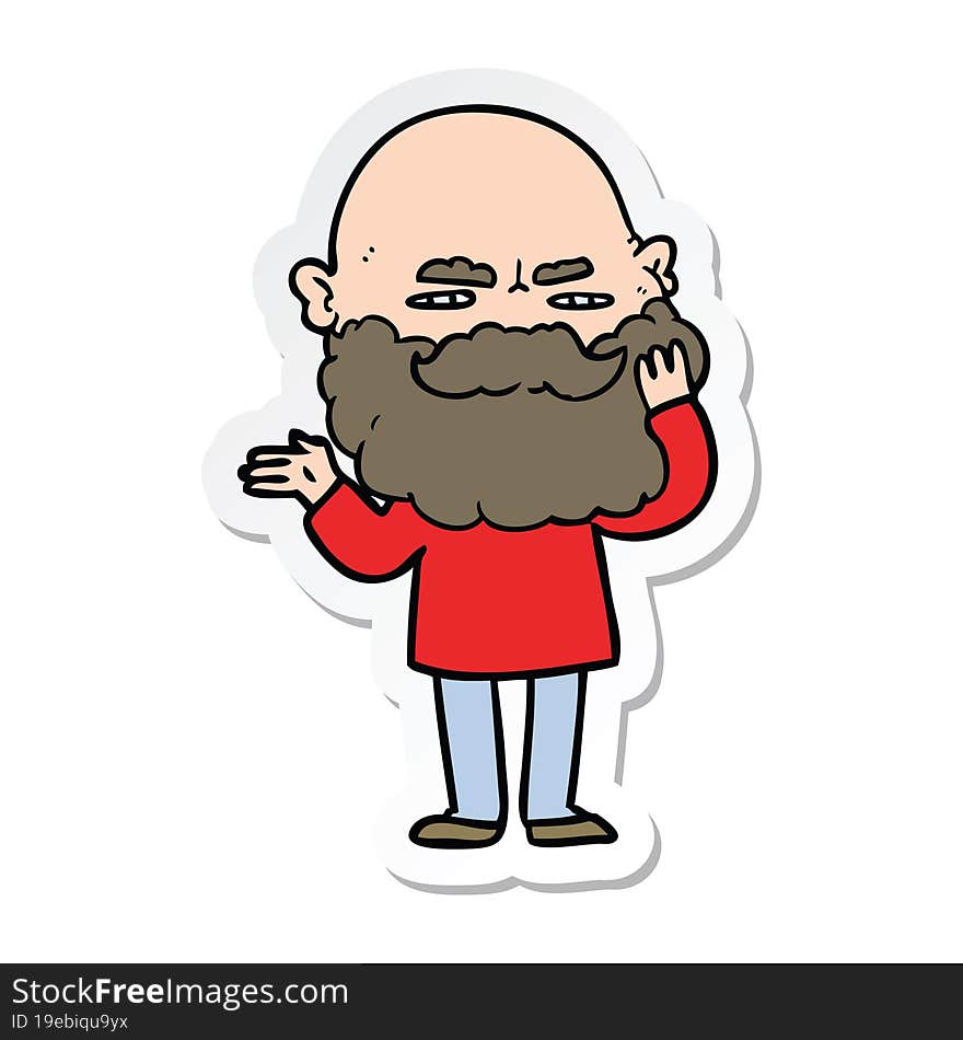 sticker of a cartoon man with beard frowning