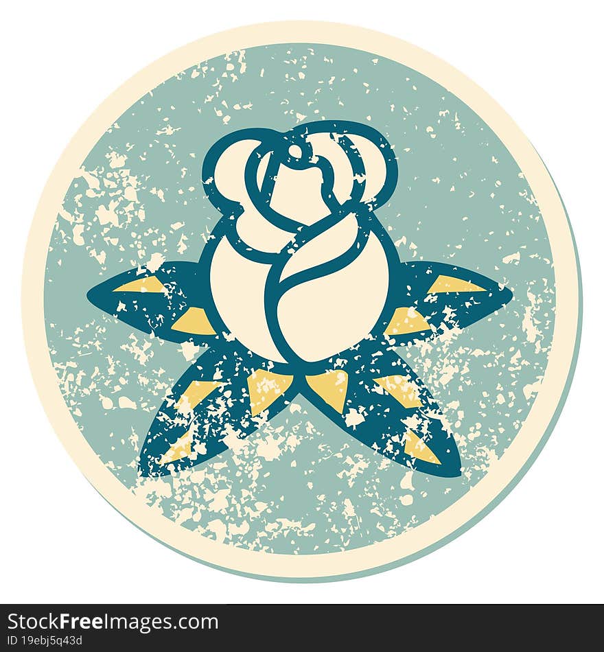 distressed sticker tattoo style icon of a single rose