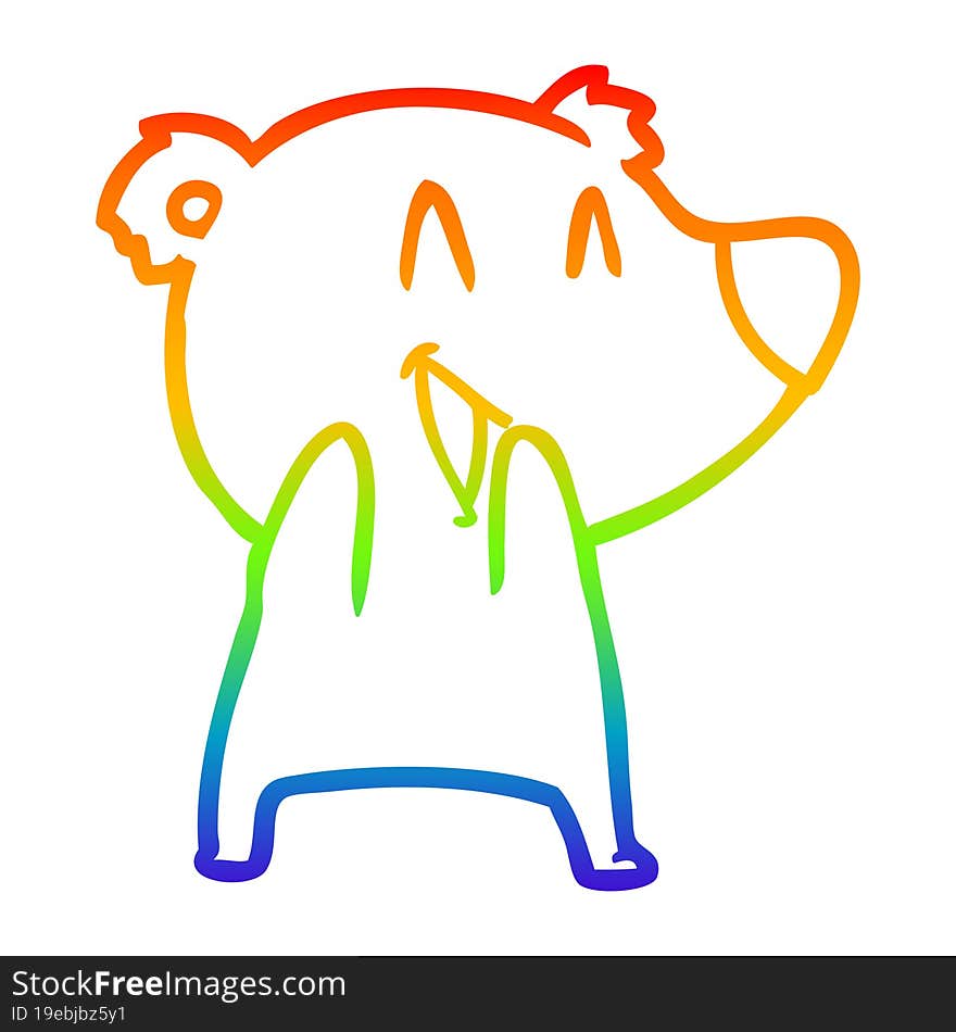 rainbow gradient line drawing laughing polar bear cartoon