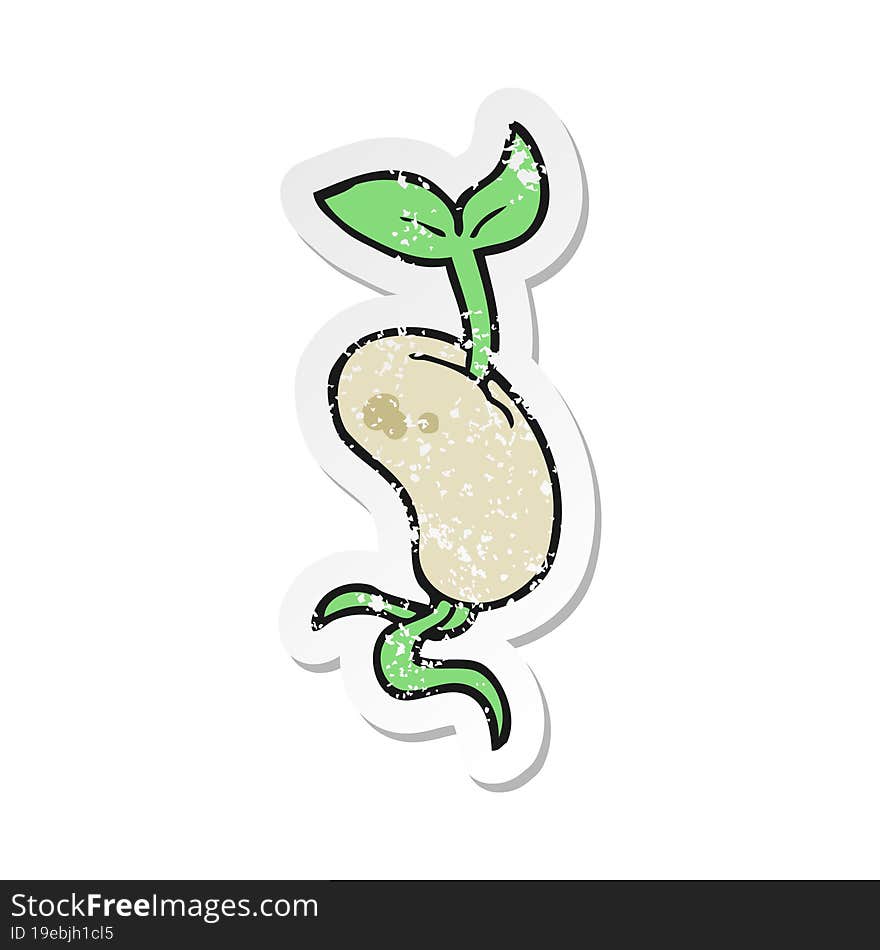 retro distressed sticker of a cartoon sprouting seed