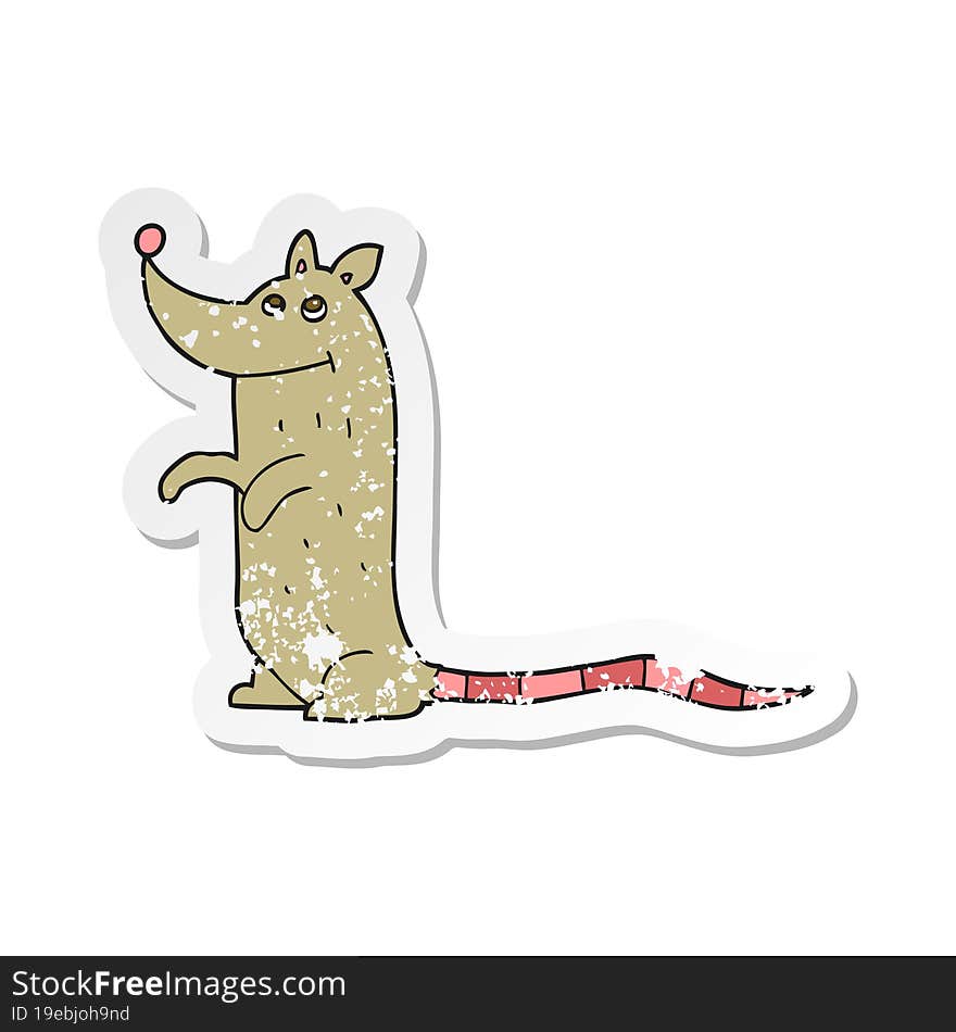 retro distressed sticker of a cartoon rat