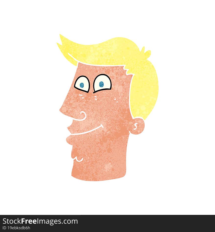 freehand retro cartoon male face