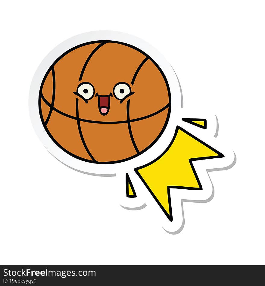 sticker of a cute cartoon basketball