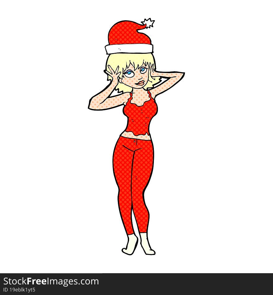 cartoon woman all ready for christmas