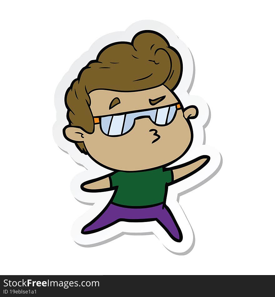 sticker of a cartoon cool guy