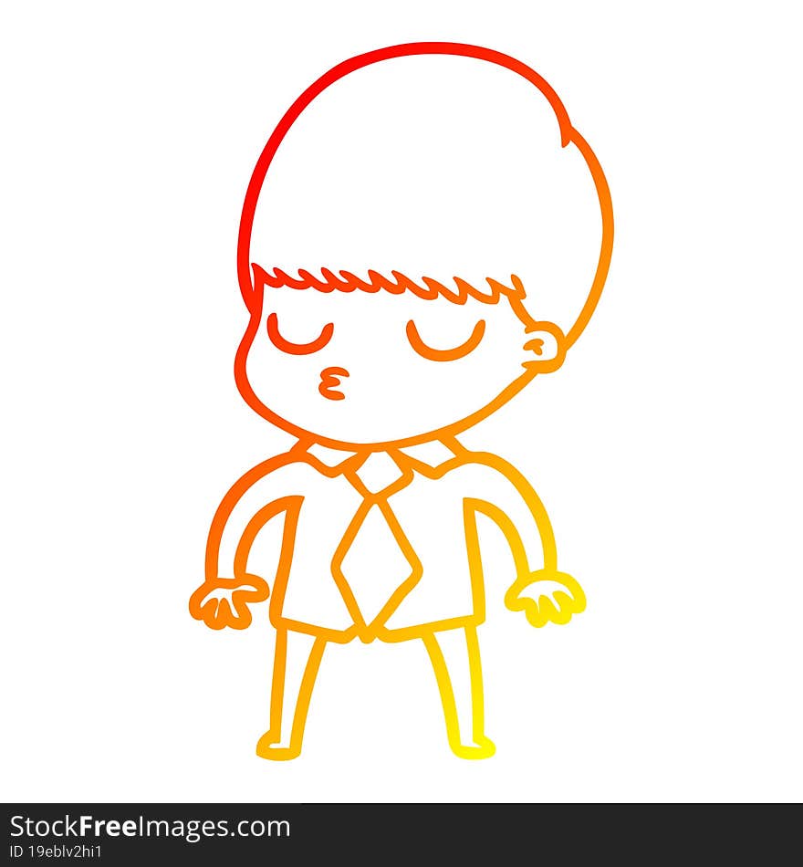 warm gradient line drawing cartoon calm boy