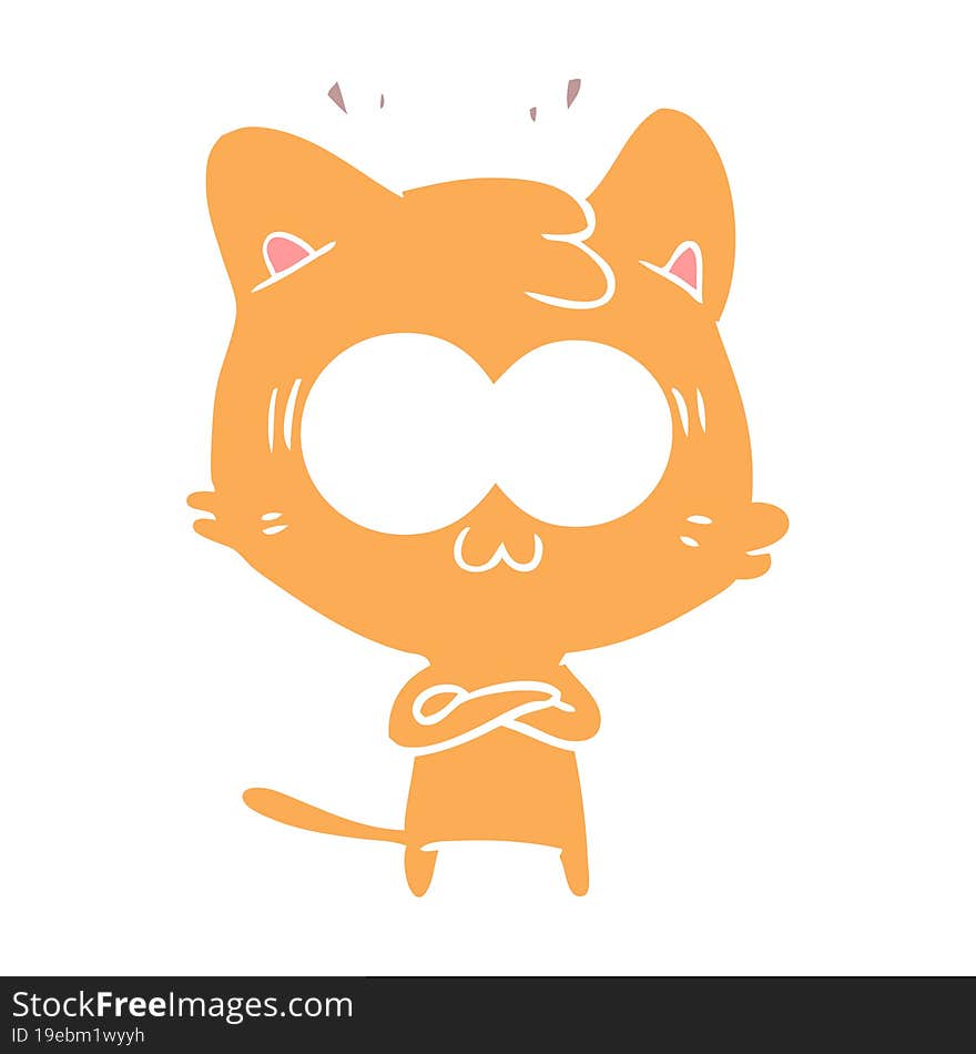 flat color style cartoon surprised cat