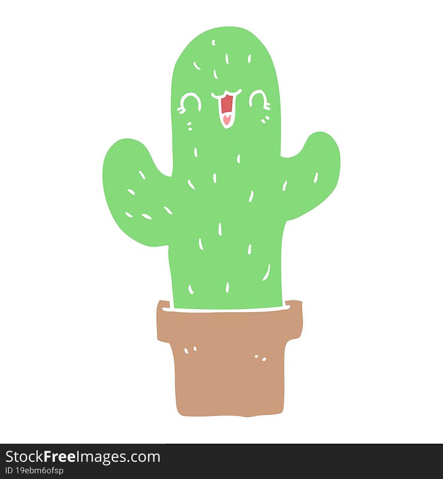 flat color style cartoon cactus