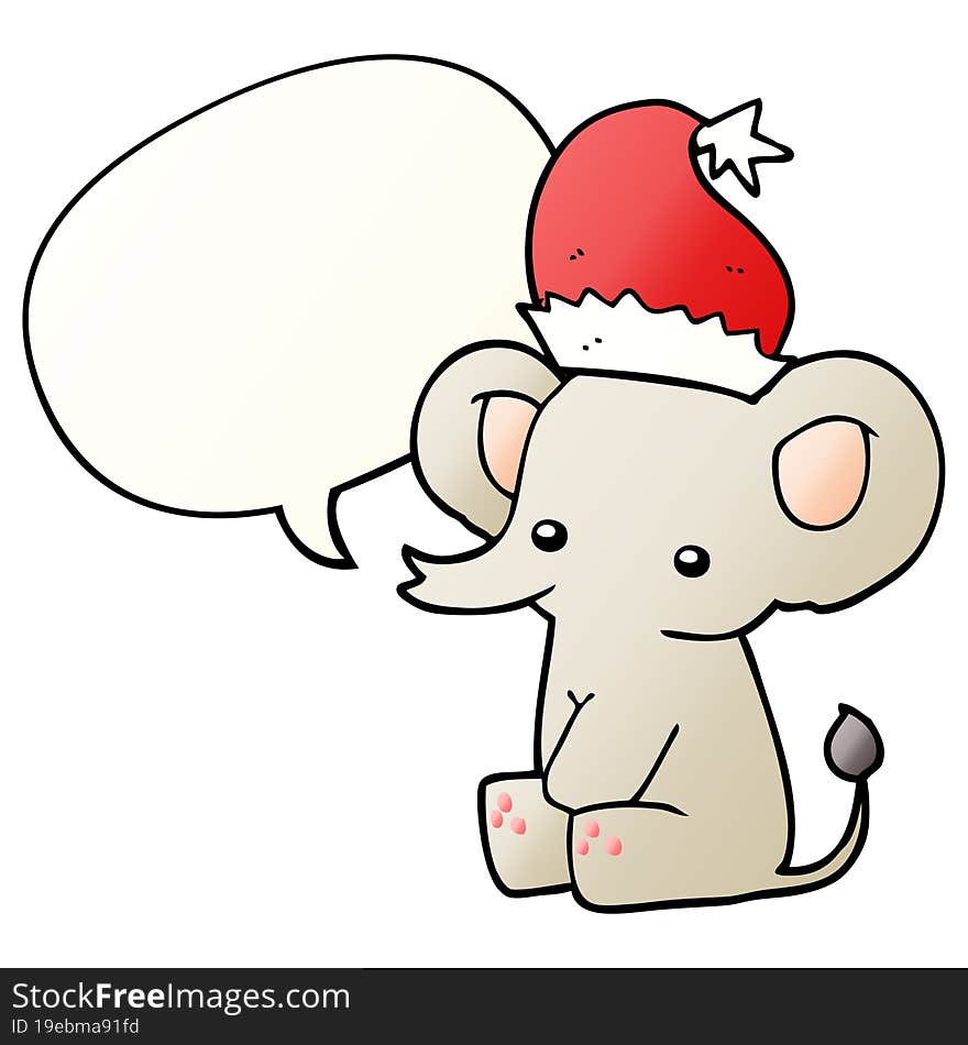 cute christmas elephant and speech bubble in smooth gradient style