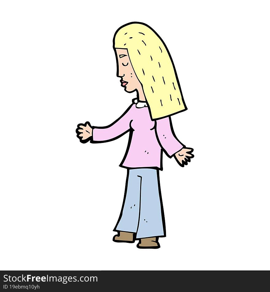 cartoon woman with open arms