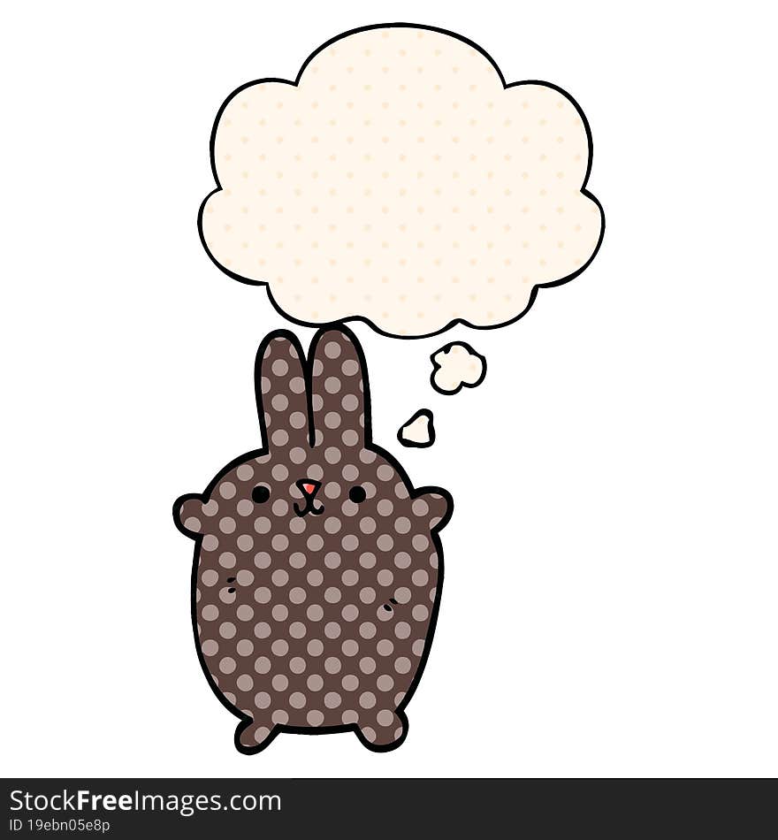 cartoon rabbit with thought bubble in comic book style