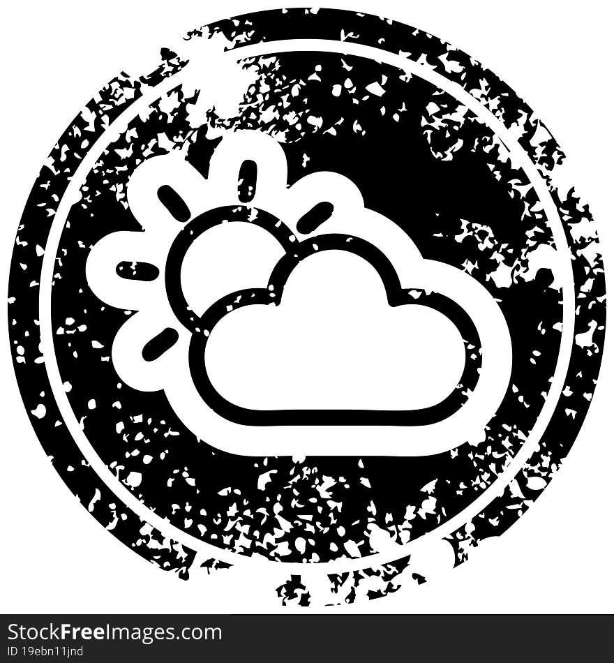 Sun And Cloud Distressed Icon