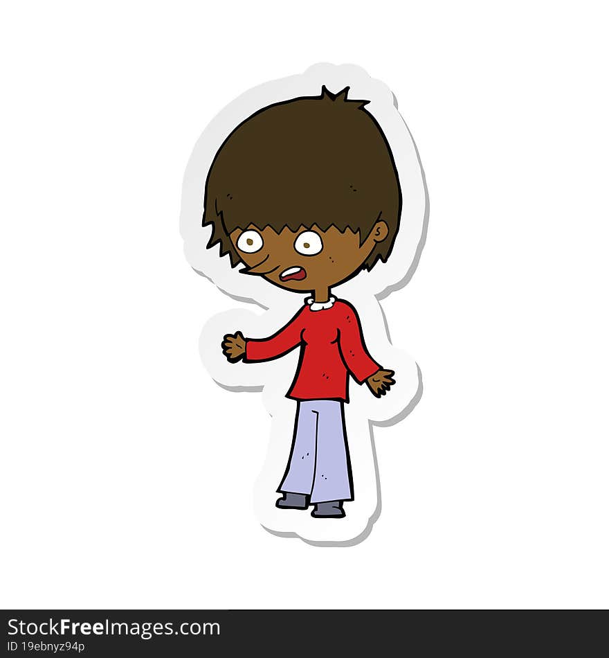 sticker of a cartoon stressed out woman