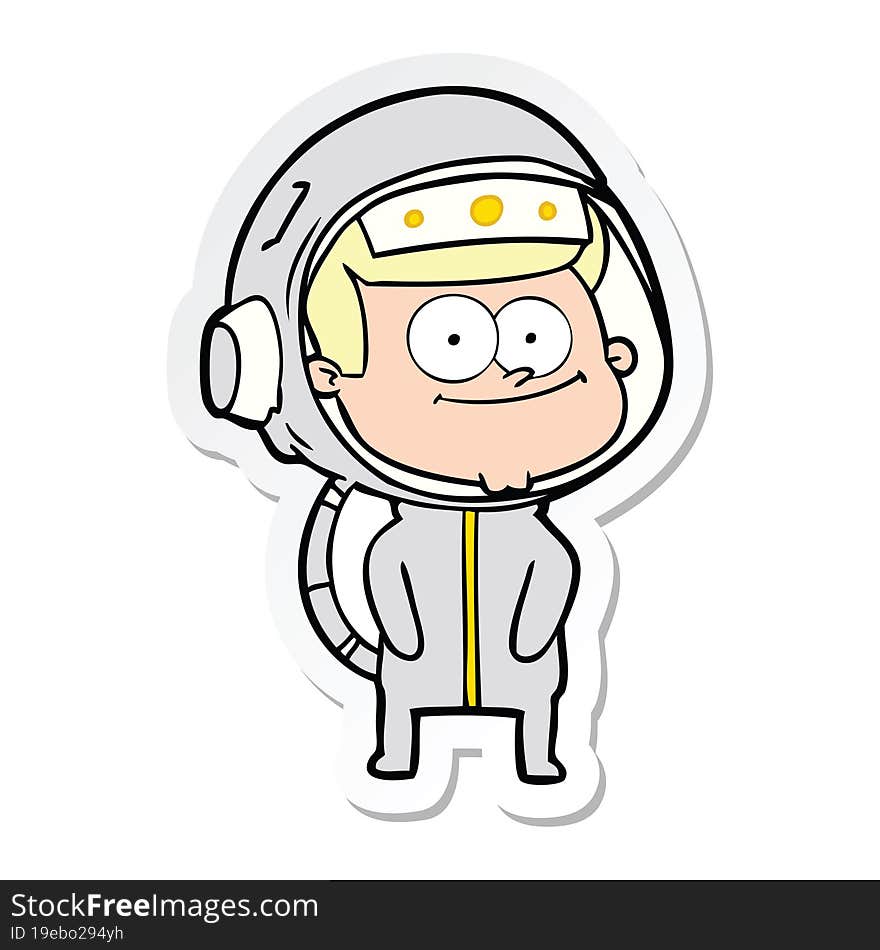 sticker of a happy astronaut cartoon