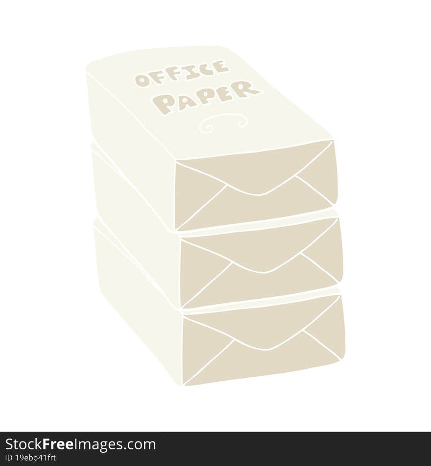 flat color illustration of a cartoon office paper stack