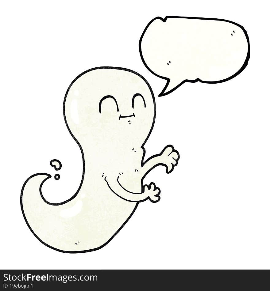 freehand speech bubble textured cartoon ghost